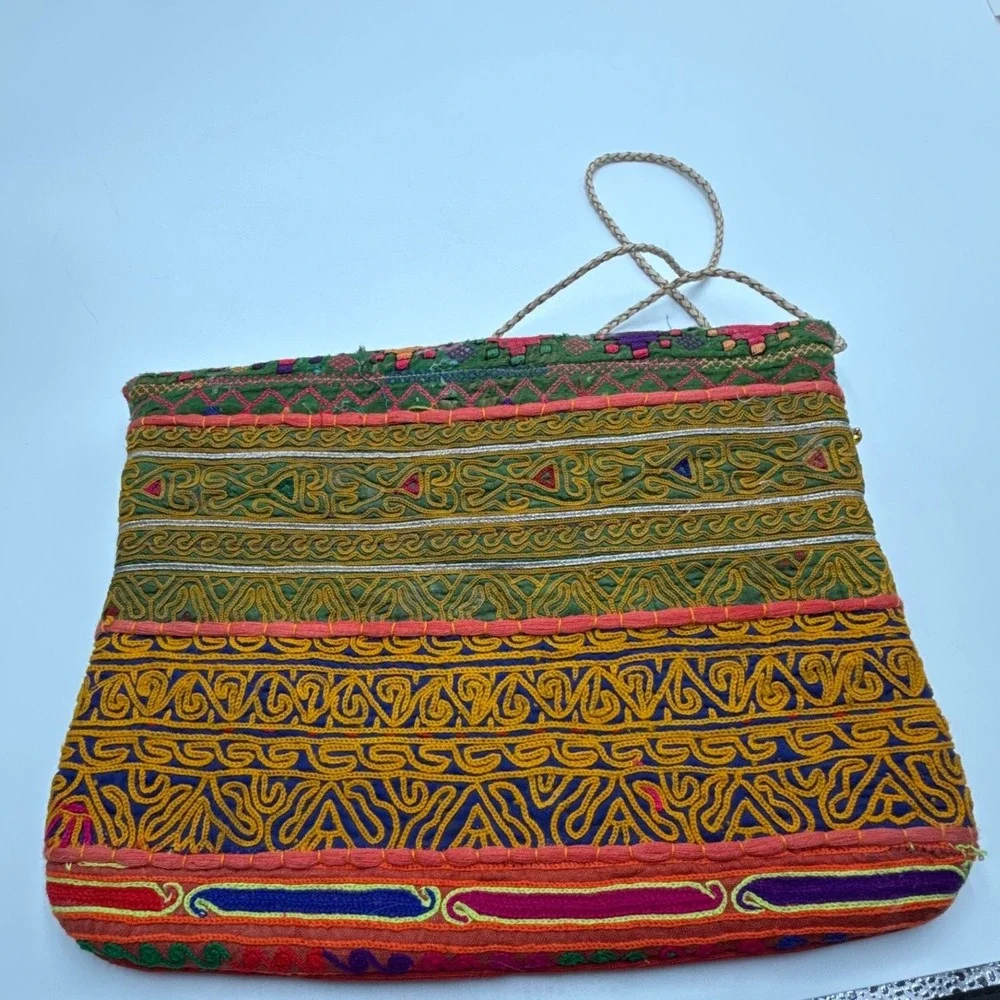 Vintage Banjara Tribal Embroidered Crossbody Bag Indian Mirror Work Coin‎ Boho